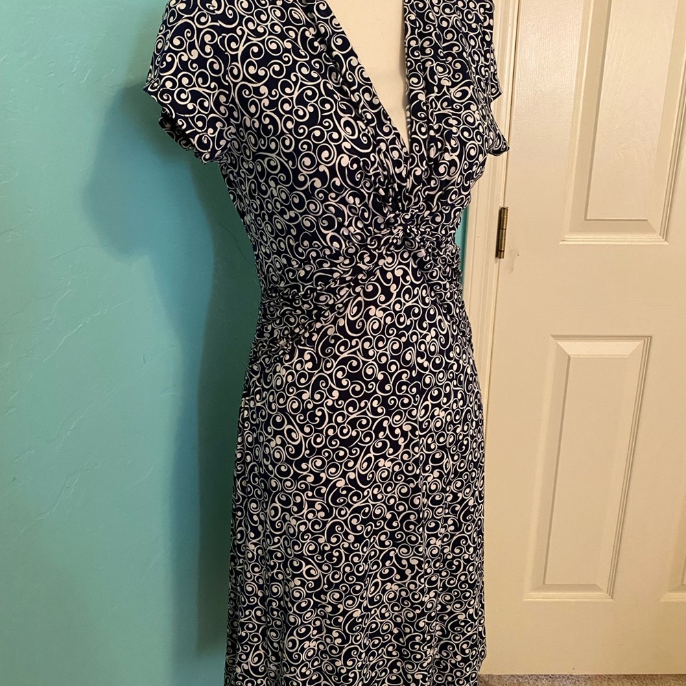 Navy blue and white dress
